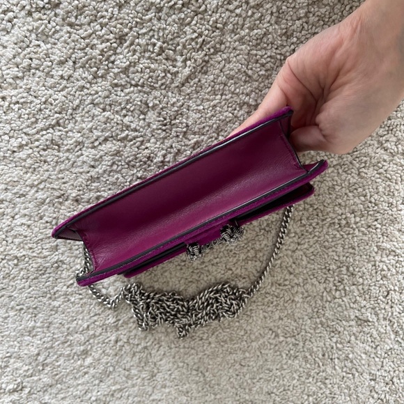Like New Velvet Super Mini Dionysus Shoulder Bag Fuchsia - Picture 4 of 15